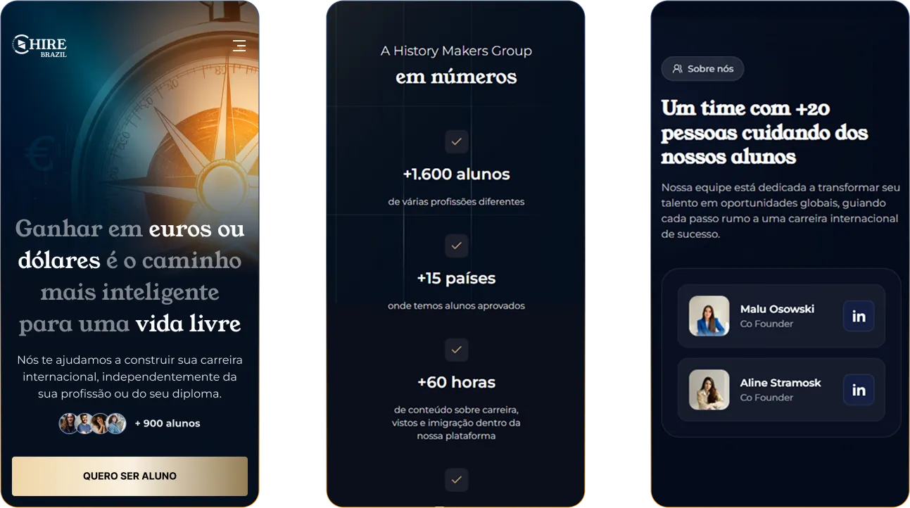 Captura da página inicial do site da Hire