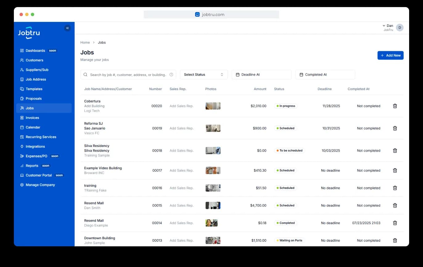 Interface responsiva Jobtru