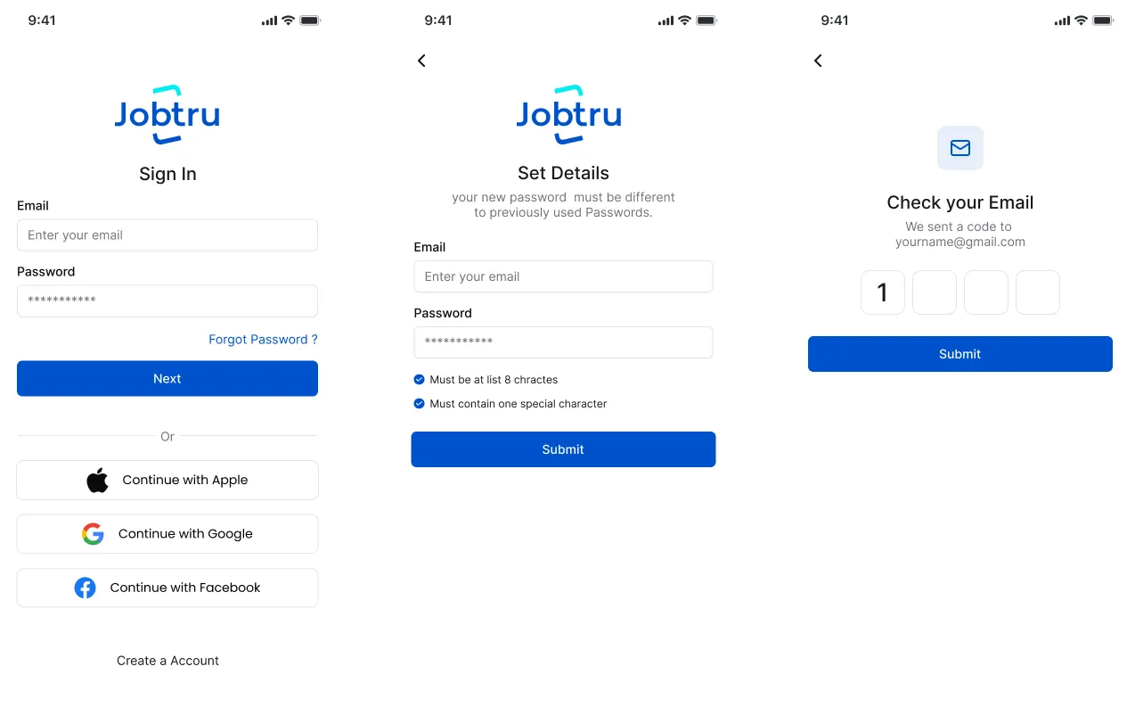 Fluxos da plataforma Jobtru