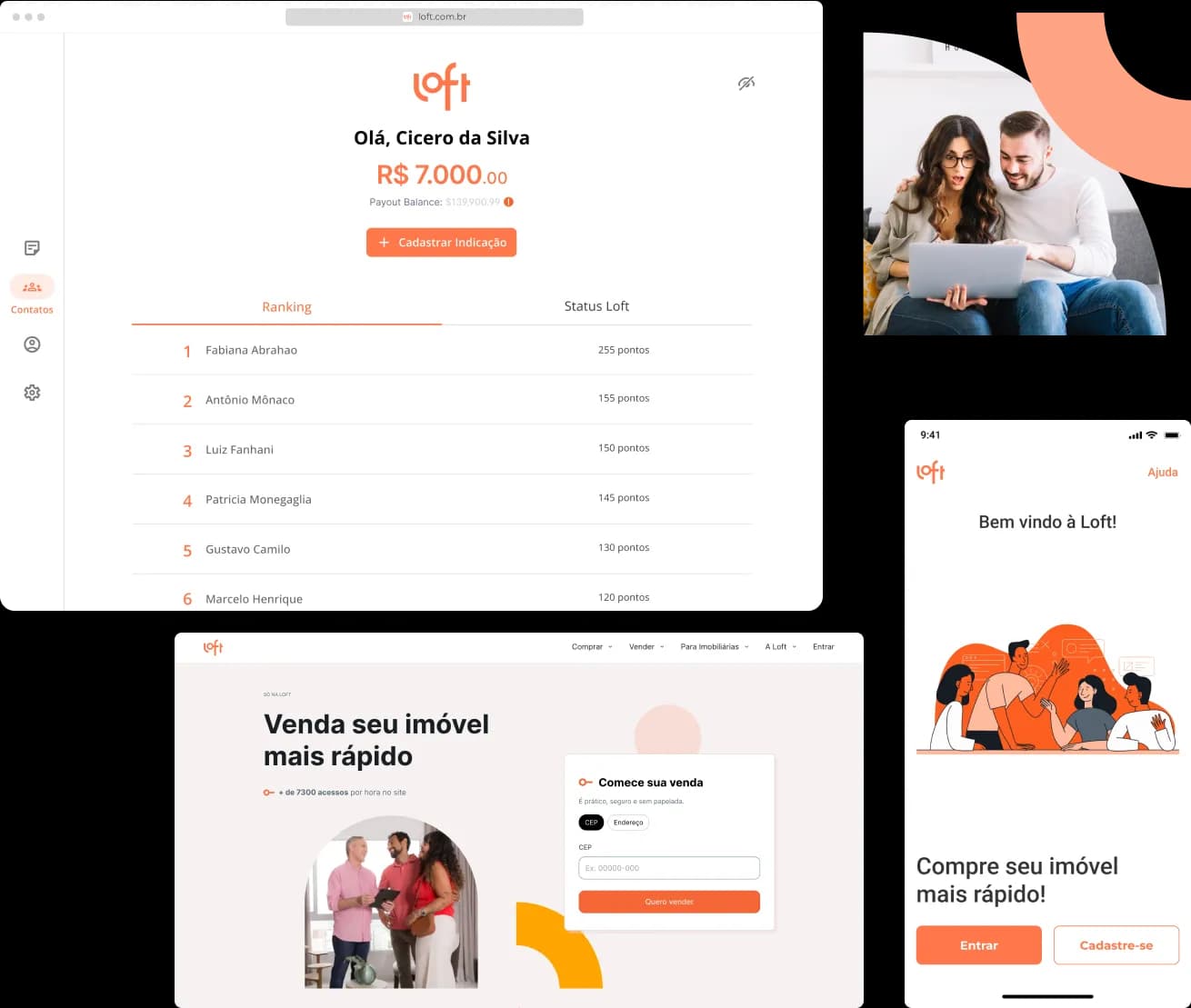 Fluxos do aplicativo Loft para porteiros